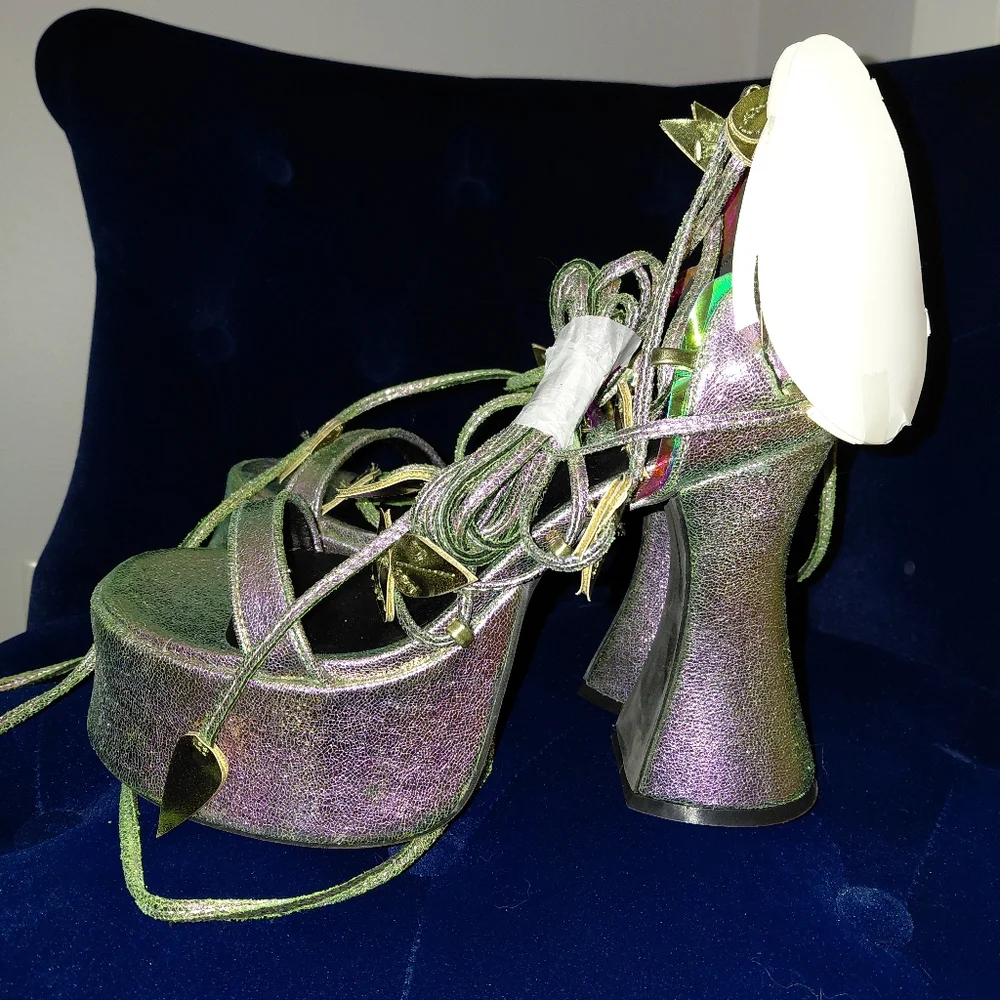 Dolls Kill Club Exx Pixie Queen Butterfly Heels 8 - Purple Glitter Ombre - BNWB